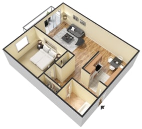1 Bed - 1 Bath, 700 sq ft, Timberland floorplan
