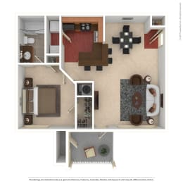 Hinesville_GA_Apartment_Tattersale_1 bedroom 1 bath 3D Furnished