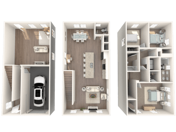 three floor plan of a house