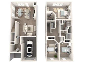 a floor plan of a two story house with a garage and a car garage