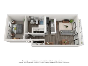 The Element at 3900 apartments in Macon Georgia photo of one bedroom floorplan