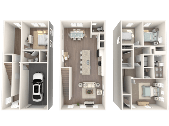 three floor plan of a house