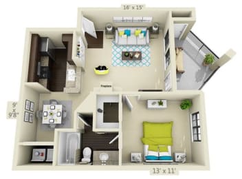a floor plan with a bedroom and a living room