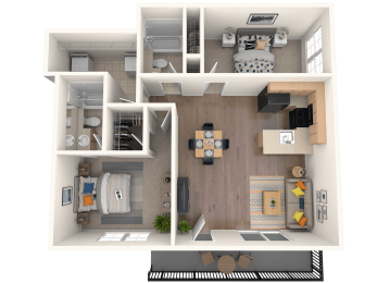 a 1 bedroom floor plan of a 2100 sq ft apartment