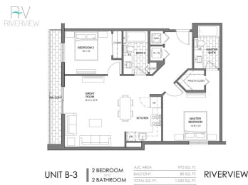 2 Bed - 2 Bath |970 sq ft floorplan