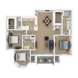 A rendering of a floor plan