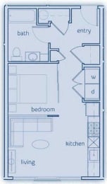 1 Bed, 1 Bath, 502 sq. ft. The Matia floor plan
