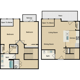 Townhouse C, 2 br, 1.5 ba, 1228 sq. ft.