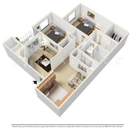 2 Bed - 2 Bath, 1003 sq ft floor plan