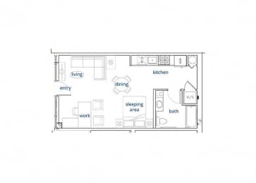 Studio, 544 sq. ft. Live Work