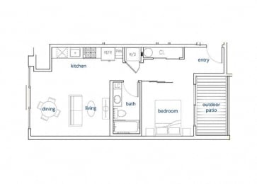 1 Bed, 1 Bath, 622 sq. ft. Unit 1C
