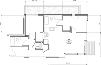2 Bed - 2 Bath, 915 sq ft, 2 Bedroom D floor plan