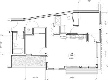 2 Bed - 2 Bath, 955 sq ft, 2 Bedroom E floor plan
