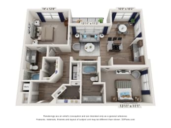 waters edge at mansfield b4 floor plan 2 bed 2 bath