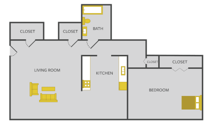 floor plan of one bedroom apartment
