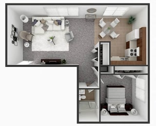  Floor Plan 1 Bedroom 1 Bath 700 sq ft