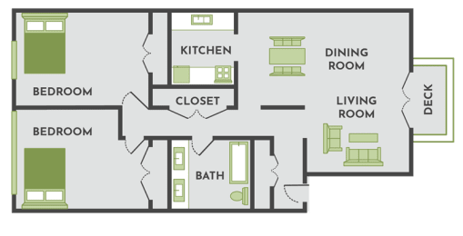 2x1 apartment floorplan in Kalamazoo