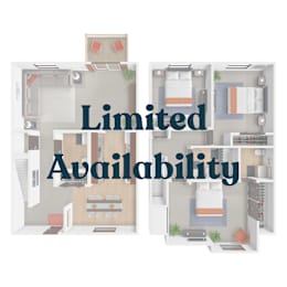 A graphic showing apartment layouts with the words "Limited Availability" across the middle.