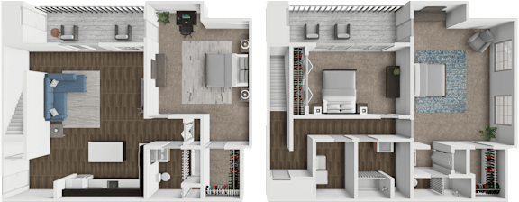 A floor plan of a two-story house with a living room, kitchen, and bathrooms.
