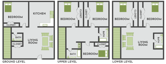 3 bed 3 and a half bath floor plan at arcadia grove apartments