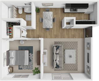 1 bed 1 bath Dogwood floor plan at Arbors of Grandview