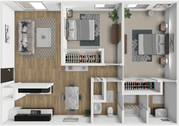 2 bed 1.5 bath Birch floor plan at Arbors of Grandview