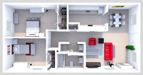 a floor plan of a house with a bedroom and a living room