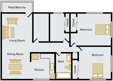 two bedroom apartment in Fairborn, Ohio