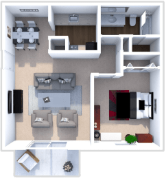 1 Bed 1 Bath Windsor Floor Plan at Addison Place