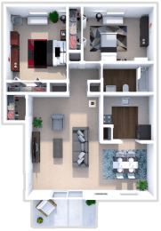 2 Bed 1 Bath St Charles Floor Plan at Addison Place