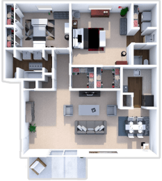 2 Bed 2 Bath Kensington Floor Plan at Addison Place
