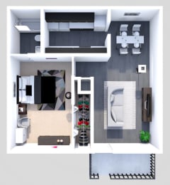 one bedroom one bathroom apartment floorplan in lafayette la