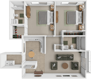 A 3D rendered image of a modern bathroom interior.