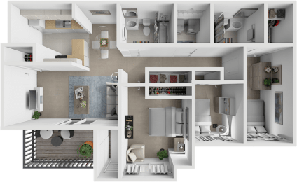 a rendering of a 3d floor plan of a house