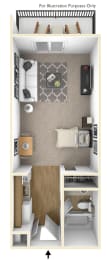 studio apartment at River's Edge apartments