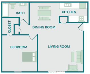 1 bed apt for rent floor plan