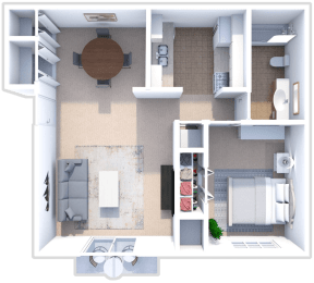 1 bedroom, 1 bath Austrian floor plan at Ashton Pines apartments
