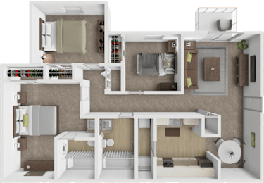 3 bed 2 bath floor plan at ardsley ridge apartments