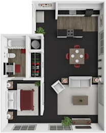 1 bed 1 bath floor plan at block 2 lofts