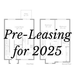 a set of three posters with the words pre leasing for 2525 on a white