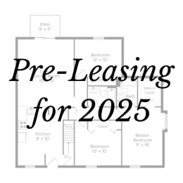 an image of a floor plan with the words pre leasing for 2525 on it