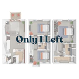 A graphic with three different layouts of a room with the words "Only I Left" in the center.