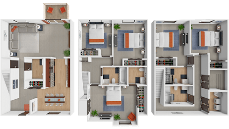 a multi story townhome with a basement and 3 bedrooms