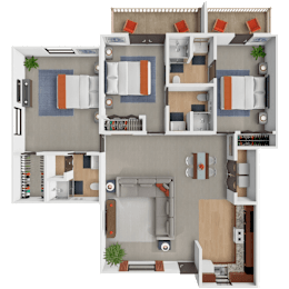 A 3 bedroom apartments at the bronco club with bedrooms for rent individually.