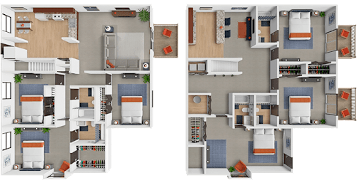A 6 bedroom 5 bathroom ranch style apartment at the bronco club in kalamazoo.