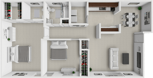 2 bed 1 and a half bath floor plan at village on beavercreek