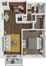 a floor plan of a house with a bedroom and a bathroom