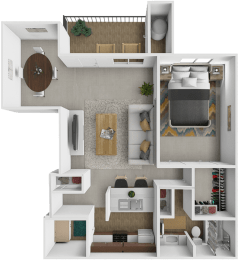 Burwick Farms apartment homes one bedroom floor plan