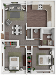 Rexford 2 bedroom floor plan at Brookfield Apartments