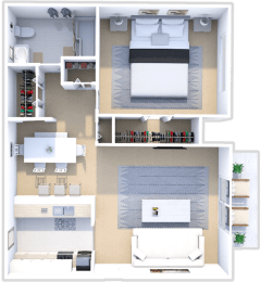 one bed one bath floor plan at castle pointe